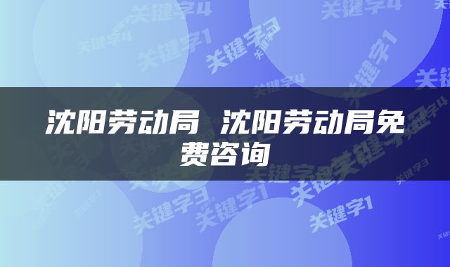 沈阳劳动局 沈阳劳动局免费咨询
