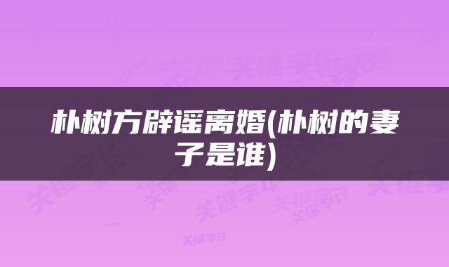朴树方辟谣离婚(朴树的妻子是谁)
