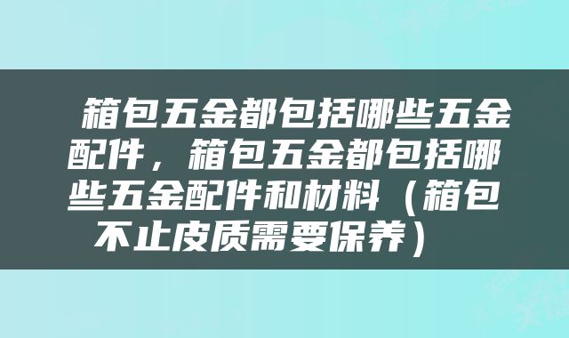  箱包五金都包括哪些五金配件，箱包五金都包括哪些五金配件和材料（箱包不止皮质需要保养） 