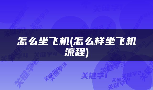怎么坐飞机(怎么样坐飞机流程)