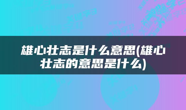 雄心壮志是什么意思(雄心壮志的意思是什么)