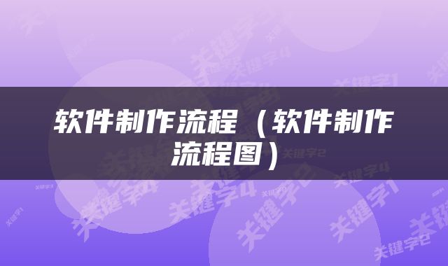 软件制作流程（软件制作流程图）
