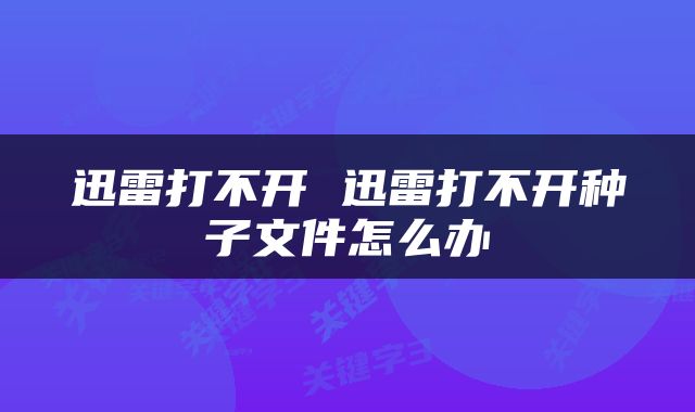 迅雷打不开 迅雷打不开种子文件怎么办