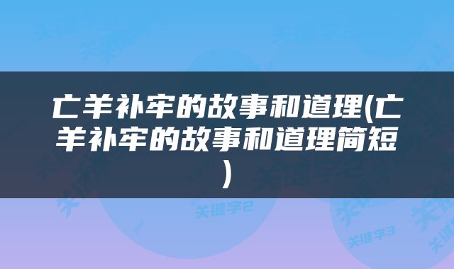 亡羊补牢的故事和道理(亡羊补牢的故事和道理简短)