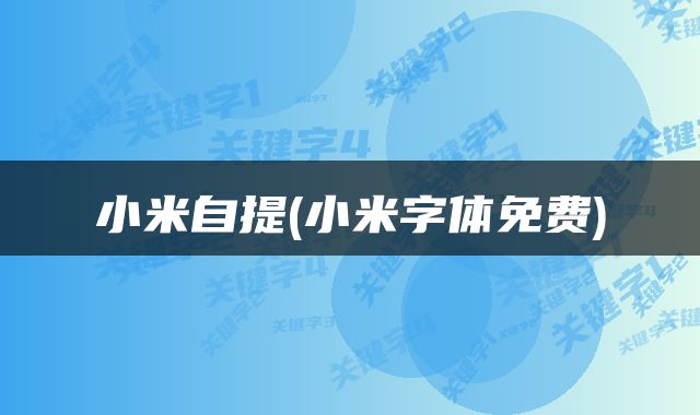 小米自提(小米字体免费)