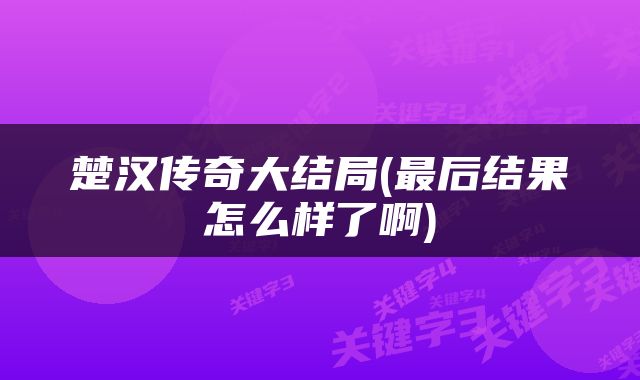 楚汉传奇大结局(最后结果怎么样了啊)
