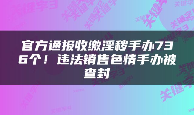 官方通报收缴淫秽手办736个！违法销售色情手办被查封