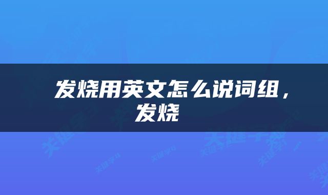  发烧用英文怎么说词组，发烧 