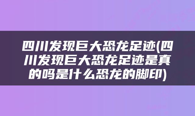 四川发现巨大恐龙足迹(四川发现巨大恐龙足迹是真的吗是什么恐龙的脚印)