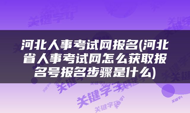 河北人事考试网报名(河北省人事考试网怎么获取报名号报名步骤是什么)