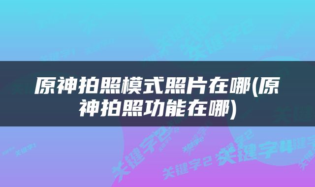 原神拍照模式照片在哪(原神拍照功能在哪)