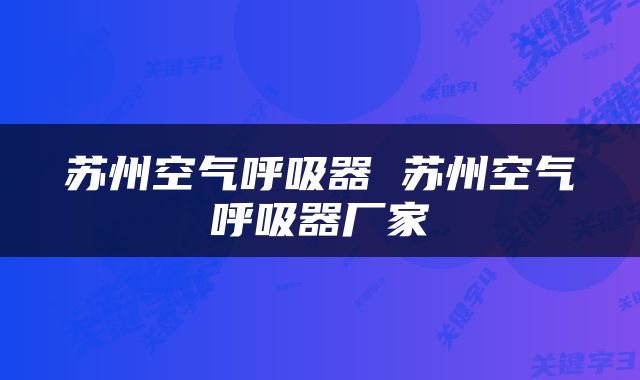 苏州空气呼吸器 苏州空气呼吸器厂家