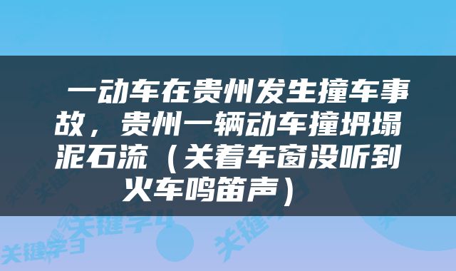  一动车在贵州发生撞车事故，贵州一辆动车撞坍塌泥石流（关着车窗没听到火车鸣笛声） 