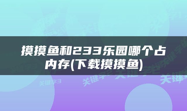 摸摸鱼和233乐园哪个占内存(下载摸摸鱼)
