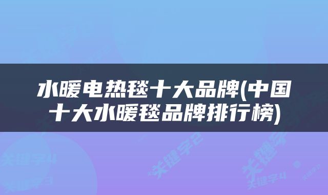 水暖电热毯十大品牌(中国十大水暖毯品牌排行榜)