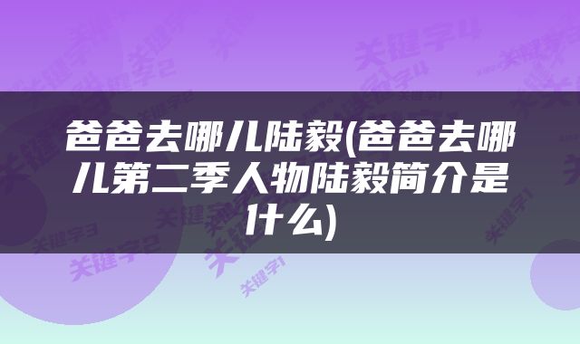 爸爸去哪儿陆毅(爸爸去哪儿第二季人物陆毅简介是什么)