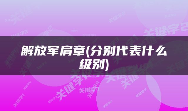 解放军肩章(分别代表什么级别)