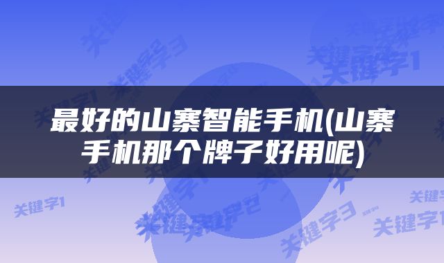 最好的山寨智能手机(山寨手机那个牌子好用呢)