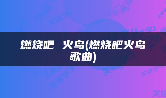 燃烧吧 火鸟(燃烧吧火鸟歌曲)