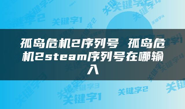 孤岛危机2序列号 孤岛危机2steam序列号在哪输入