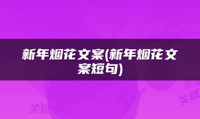 新年烟花文案(新年烟花文案短句)