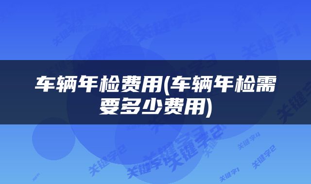 车辆年检费用(车辆年检需要多少费用)