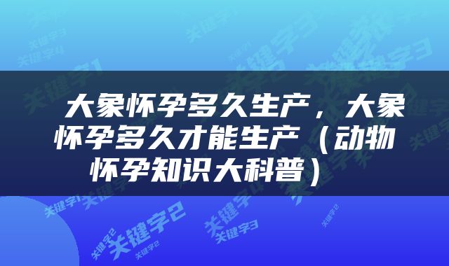  大象怀孕多久生产，大象怀孕多久才能生产（动物怀孕知识大科普） 