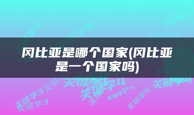 冈比亚是哪个国家(冈比亚是一个国家吗)
