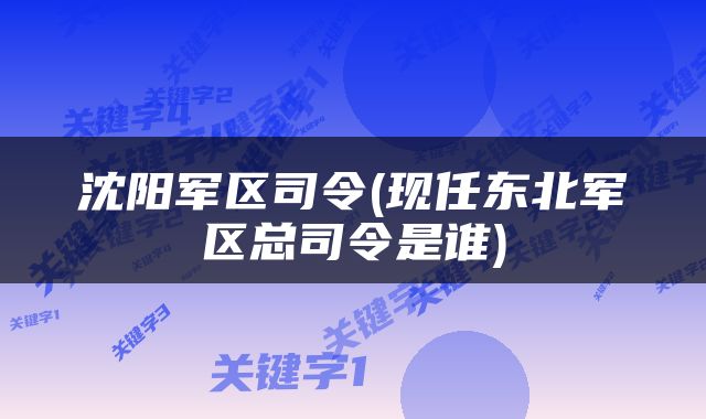 沈阳军区司令(现任东北军区总司令是谁)