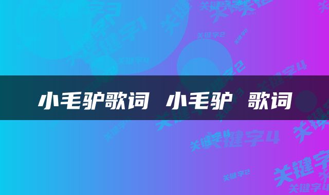 小毛驴歌词 小毛驴 歌词