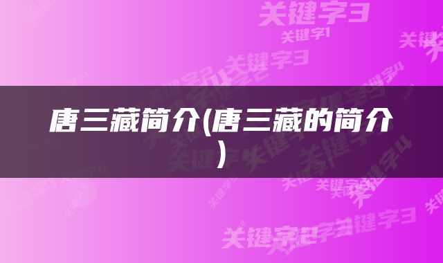 唐三藏简介(唐三藏的简介)