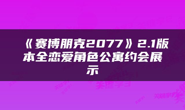 《赛博朋克2077》2.1版本全恋爱角色公寓约会展示