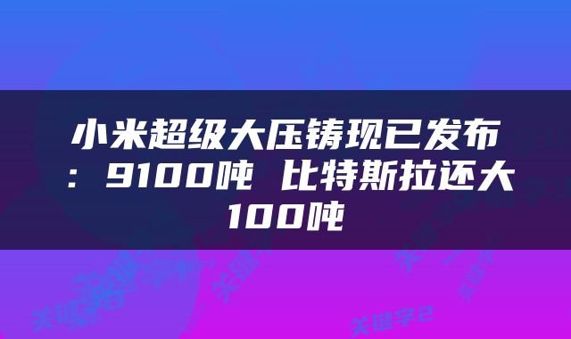 小米超级大压铸现已发布:9100吨 比特斯拉还大100吨