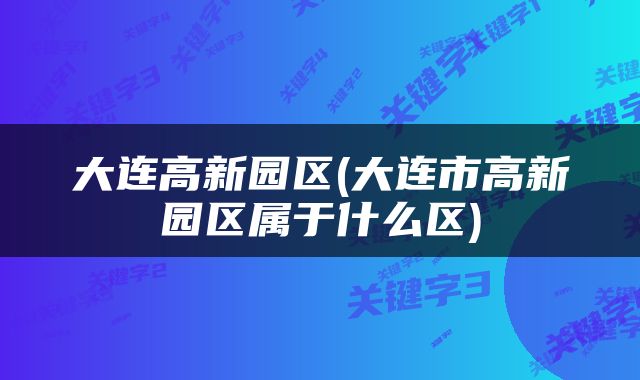 大连高新园区(大连市高新园区属于什么区)