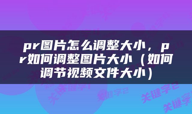 pr图片怎么调整大小，pr如何调整图片大小（如何调节视频文件大小）