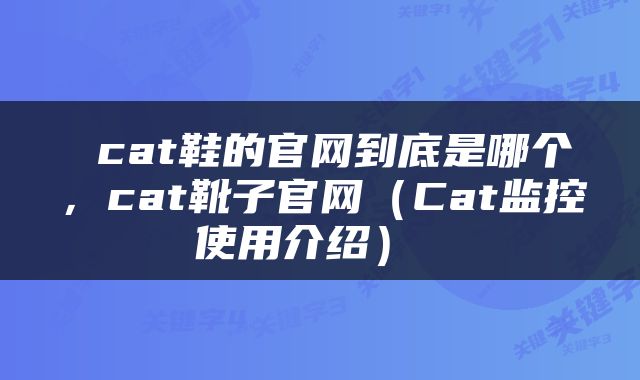  cat鞋的官网到底是哪个，cat靴子官网（Cat监控使用介绍） 