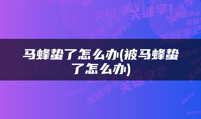 马蜂蛰了怎么办(被马蜂蛰了怎么办)