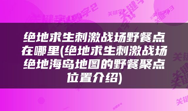 绝地求生刺激战场野餐点在哪里(绝地求生刺激战场绝地海岛地图的野餐聚点位置介绍)