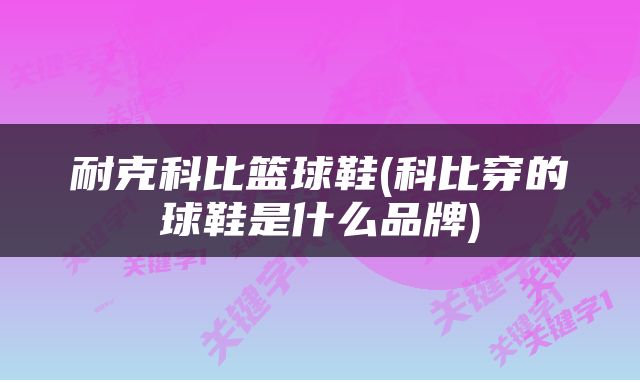 耐克科比篮球鞋(科比穿的球鞋是什么品牌)