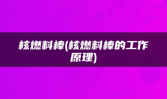 核燃料棒(核燃料棒的工作原理)
