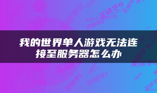 我的世界单人游戏无法连接至服务器怎么办