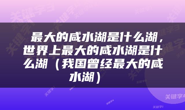  最大的咸水湖是什么湖，世界上最大的咸水湖是什么湖（我国曾经最大的咸水湖） 