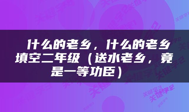  什么的老乡，什么的老乡填空二年级（送水老乡，竟是一等功臣） 