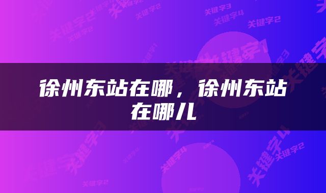 徐州东站在哪，徐州东站在哪儿