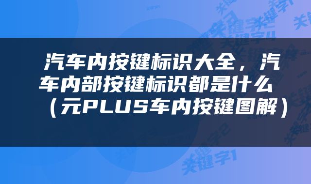  汽车内按键标识大全，汽车内部按键标识都是什么（元PLUS车内按键图解） 