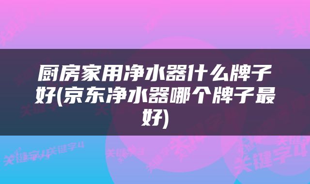 厨房家用净水器什么牌子好(京东净水器哪个牌子最好)
