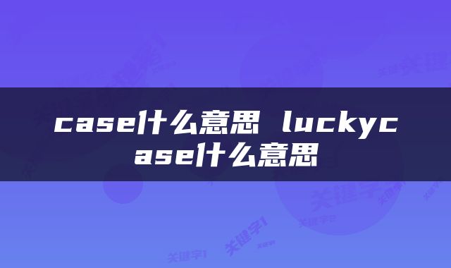 case什么意思 luckycase什么意思