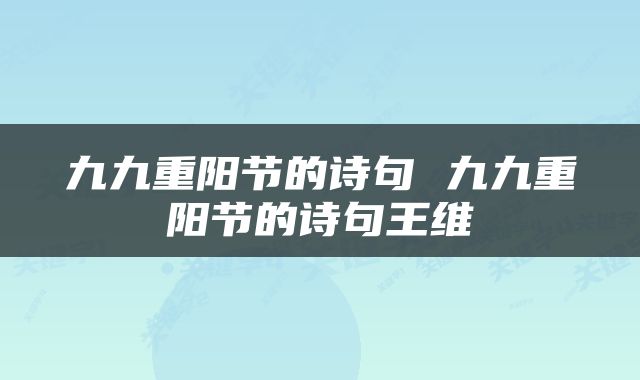 九九重阳节的诗句 九九重阳节的诗句王维