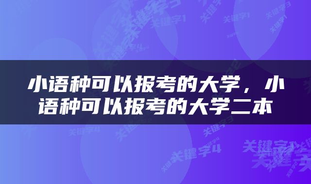 小语种可以报考的大学，小语种可以报考的大学二本