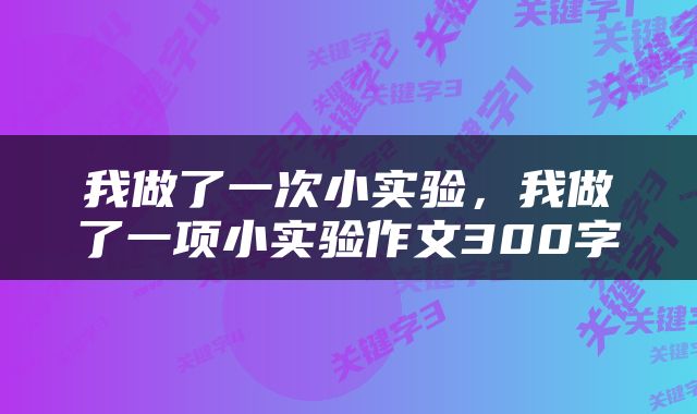 我做了一次小实验，我做了一项小实验作文300字